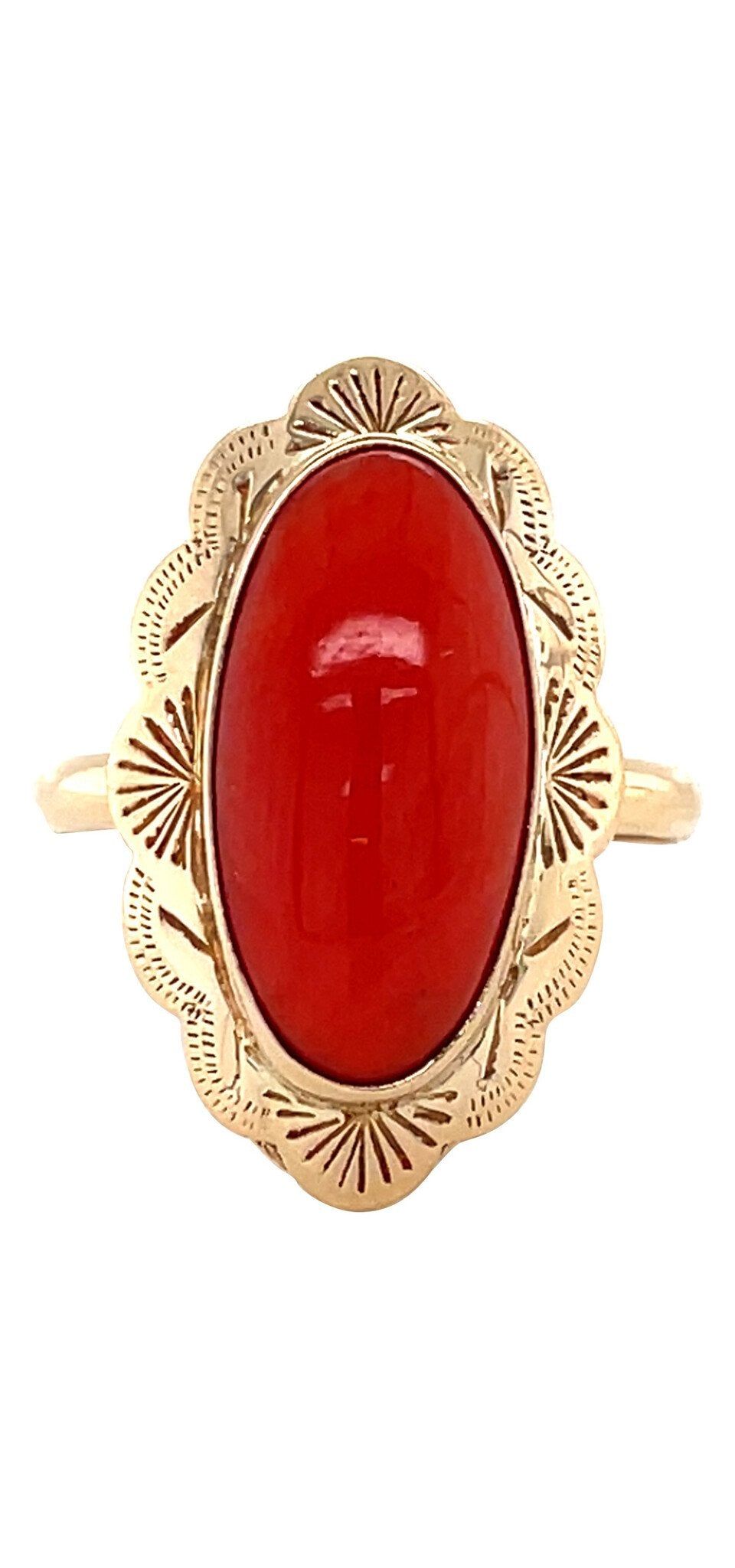 Vintage 14K Gold Ring with Red Coral